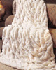 Sheared and Gather Pleated Ivory Mink - Luxaire Faux Fur Throw - Natural look and Luxuriously Soft - Large 58" X 59", 3512