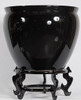 Ebony Black Decorator Solid - Luxury Handmade Chinese Porcelain - 12 Inch Fish Bowl | Fishbowl | Planter - Style 35