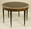 Neo Classical Style - Hardwood and Walnut Veneer - 46 Inch Round Entry Foyer | Center Table - Six Bronze Sabot Feet