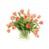 High End Natural Look, 20 Inch Silk Flower Arrangement, Apricot Tulips, Clear Glass Vase with Acrylic Water
