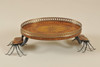 28 Inch Oval Gallery Tray - Marquetry and Penshell Inlay - Antique Brass Accents