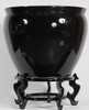 Ebony Black Decorator Solid - Luxury Handmade Chinese Porcelain - 22 Inch Fish Bowl | Fishbowl | Planter | Dining Table Base - Style 35