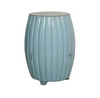 Chinese Hand Made, 21 Inch Drum | Barrel Stool, Accent Table, Distressed Aqua Finish