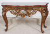 Hand Carved Mahogany - 58 Inch Entry Console Table - Wood and Light Gold Finish