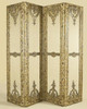 Hand Carved and Distressed - Four Panel 100 Inch Room Divider | Dressing Screen - Antique French Finish