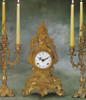 Fancy Gilt Brass Ormolu 14.96" Mantel, Table Clock - French Gold Finish - Handmade Reproduction of a 17th, 18th Century Dore Bronze Antique, 2598