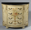 Hand Painted - 38 Inch Accent Demilune Chest with Granite - Floral Design