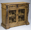 Wine Storage Cabinet - 45 Inch - Light Carving and Iron Scroll
