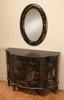 Hand Painted - 59 Inch Accent Demilune Entry Table, Mirror - Chinoiserie Design