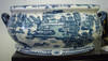 Style 591 - Indigo Blue and White Pagoda - Luxury Handmade Reproduction Chinese Porcelain - Small 12 Inch Foot Bath, Centerpiece Planter - Style 591