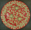 French Red and Gold Lotus Scroll, Luxury Handmade Reproduction Chinese Porcelain, 18 Inch Decorative Display Plate Style 83