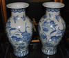 A Classic Blue and White Nature Scene - Luxury Handmade Chinese Porcelain - 14 Inch Mantel Vase | Jardiniere - Style 3