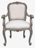 Custom Decorator - Hand Carved Mahogany 41.3 Inch Fauteuil Accent | Arm Chair - Upholstered Back and Seat