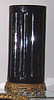 Glazed Ebony Black Decorator Solid, Luxury Handmade Chinese Porcelain and d'or Brass Ormolu, 19 Inch Fluted Oval Umbrella Storage Vase Style A378
