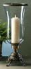 Brass, Oversize 21t x 8dia., Footed Hurricane Lamp, Antique Brass Finish