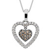 Chocolate & White Pave' Diamond & Gold Heart Shape Pendant Necklace 1751 .TS. 67021|ch21-.55