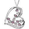 Pink Sapphire Diamond & Gold Hearts in Hearts Necklace