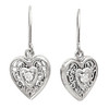 Vintage Style White Diamond & Gold - Shepherd Hook Articulated Dangle Heart Earrings