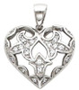 Vintage Style White Diamond & Gold Filigree Heart Pendant