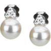 White Freshwater - Round Cultured Pearl & Gold - Diamond Earrings