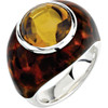 Supreme Sterling Silver 925 | with Leopard Print Enamel, Honey Citrine Ring