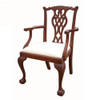 Custom Decorator - Reproduction Hardwood Hand Carved English Chippendale Style - 38.2 Inch Dining Arm Chair - Upholstered Seat