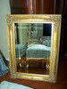 French Baroque Louis XIV Style, 5.25" Wide Frame, 20.75" Small Soft Gold Leaf Drama Bevel Glass Mirror, 1620