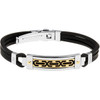 Steelworks | Young Mens Black Rubber and Stainless Steel Bracelet | 18K Gold Accents