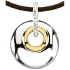 Supreme Sterling Silver 925 | Gold, Diamond Necklace with Brown Leather Cord