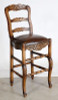 Carved Ladderback Mahogany & Leather Barstool