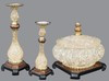 Crackle Glass Candleholders & Decorative Box - Set of 3