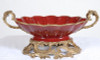 Scalloped Burgundy Bowl with Bronze Accents