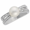 White Freshwater Round Cultured Pearl & Gold - Diamond Ring 992 .TS. 64178