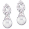White Freshwater Near Round Cultured Pearl & Gold - Diamond Dangle Doorknocker Earrings