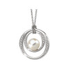 White Freshwater Round Cultured Pearl & Gold - Diamond Pendant Necklace