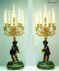 2021 Verde Delle Alpi Italian Marble & Brass Ormolu, 30.70" Nine light Candelabra Left & Right Facing Set, French Gold Gilt - Handmade Reproduction of a 17th, 18th Century Dore Bronze Antique, 6679