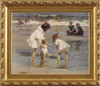 Children Playing at the Seashore - Edward Henry Potthast - Framed Canvas Artwork 953  28 X 34
