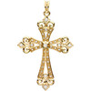 Fleur de Lis Diamond & 14K Gold Articulated Cross Pendant - 739