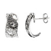 Black & White Diamond Paisley Design Earrings Sterling Silver & 14K Gold