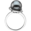 Tahitian Cultured Pearl - White Diamond and Gold Ring