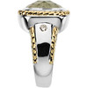 Supreme Sterling Silver 925 | Gold Checkerboard Green Quartz, Diamond Ring