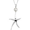 Sterling Silver Starfish Necklace with White Freshwater Cultured Pearl