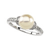 White Freshwater - Round Cultured Pearl & Gold - Diamond Ring