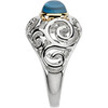 Supreme Sterling Silver 925 | Gold Scroll Design Cabochon London Blue Topaz Ring