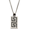 Steelworks | Young Mens Stainless Steel and Black Ion | Greek Key Design Pendant | 24 Inch Neck Chain