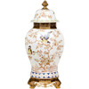 Autumn Foliage Pattern, Luxury Hand Painted Porcelain and Gilt Bronze Ormolu, 22 Inch Covered Jar