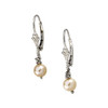 Pink Freshwater Round Cultured Pearl & Gold Leverback Dangle Earrings