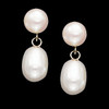 White Freshwater Button Pearl & Sterling Silver - Dangle Earrings