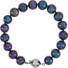 #2021: Black Freshwater, Cultured 10-11mm Pearl & Sterling Silver Bracelet, 5711