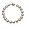 #2021: White Freshwater Round Cultured 8-9mm Pearl & Sterling Silver Bracelet, 5712